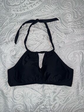 Time and Tru Black Swim Top with Halter Tie